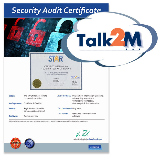 eWON® Talk2MがISECOM STARセキュリティ認証を取得